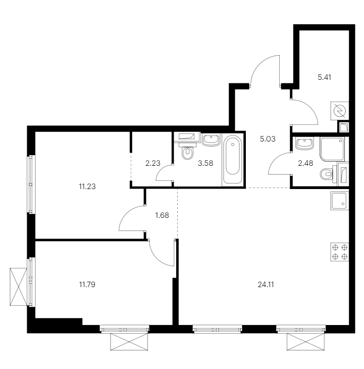 2-комнатная квартира 67.54 м², 13/15 эт., ЖК «Янинский лес»